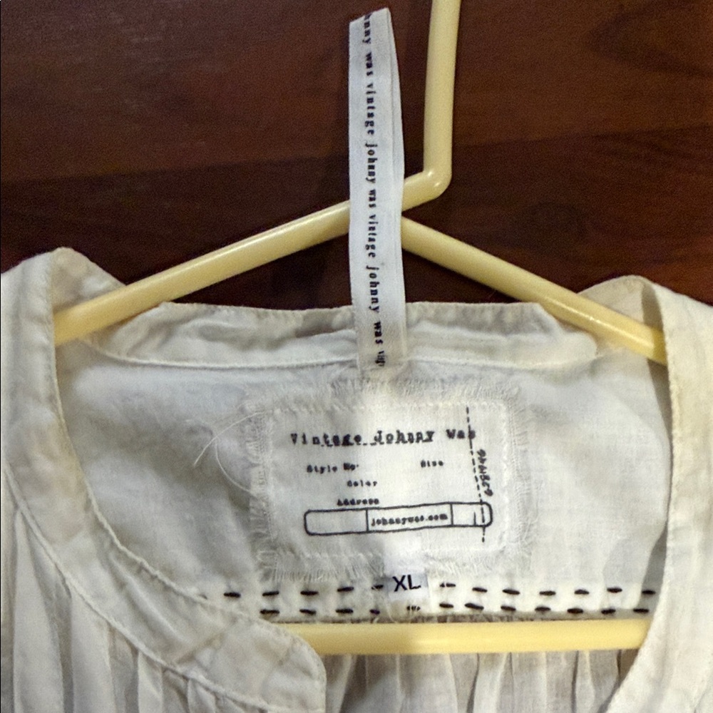 Vintage Johnny Was White Long Sleeve Bohemian Dress - Picture 3 of 5